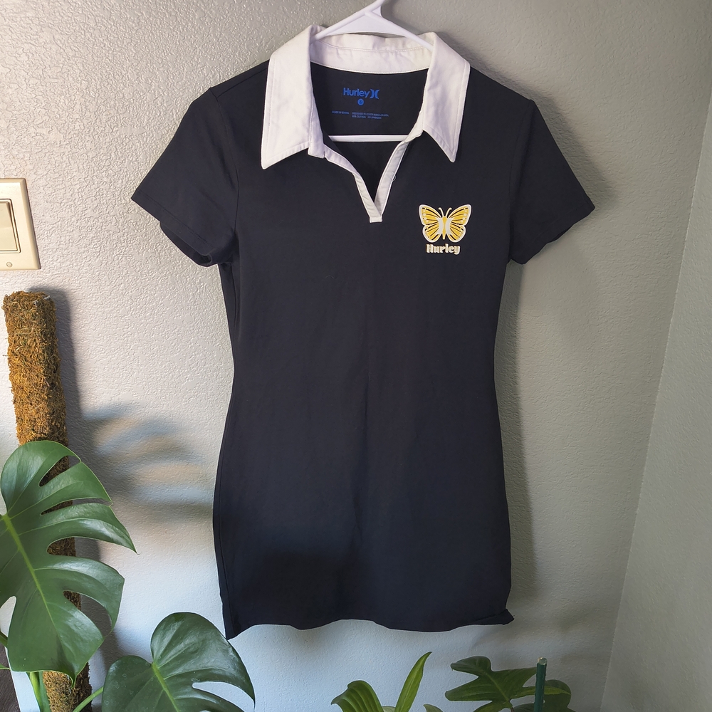 Hurley Y2K Black Dress with Yellow Butterfly Accent